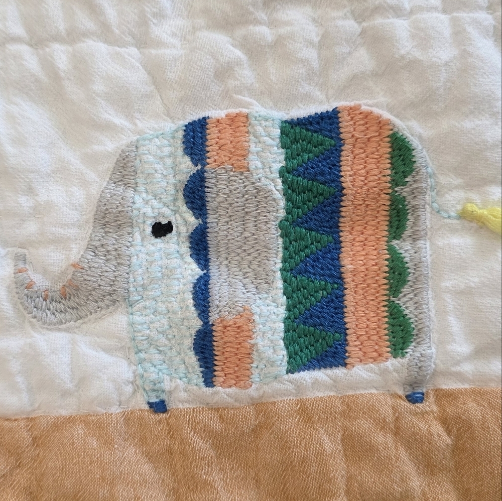 Pottery Barn Kids Colby Animal Baby Quilt Embroidered Alligator  Elephant Lion - Picture 2 of 10